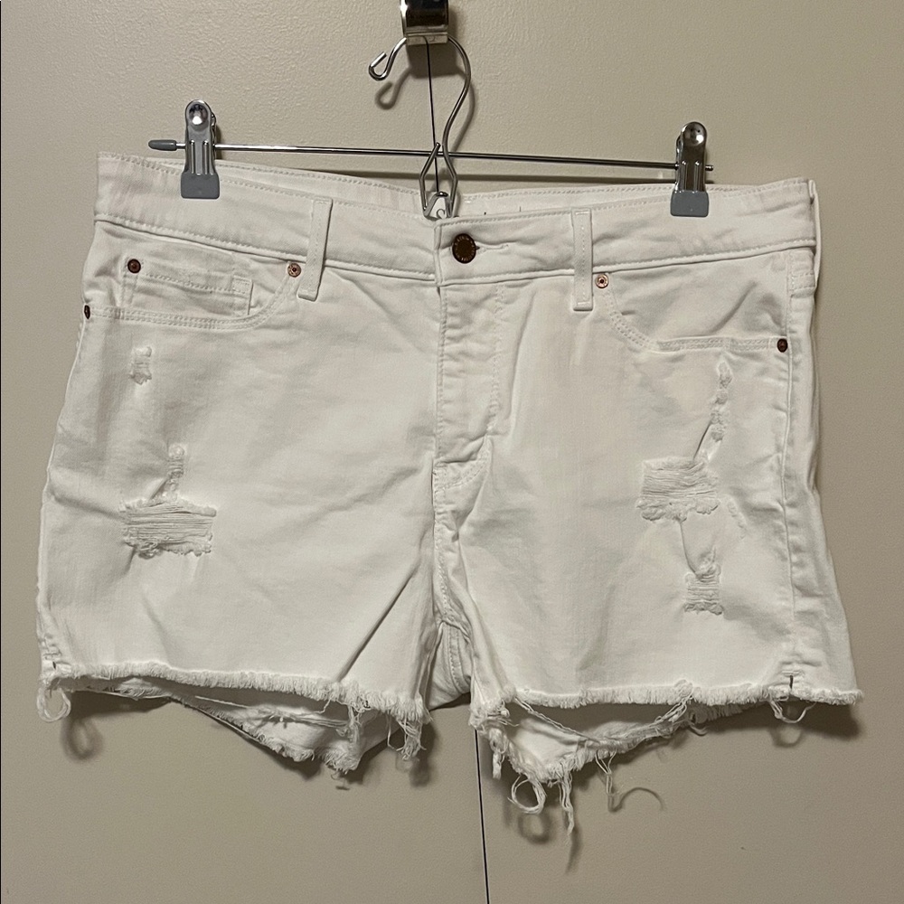 Levi's White Distressed Jean Shorts